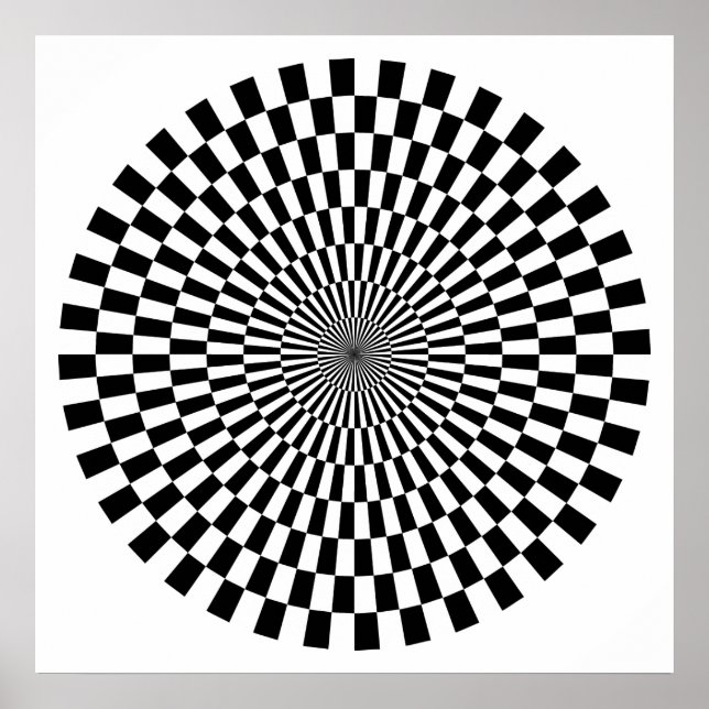Op Art Wheel - Schwarz und Weiß Poster (Vorne)