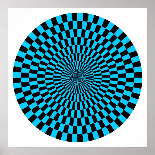 Op Art Wheel - Sky Blue und Black Poster (Vorne)