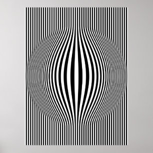 Op-Art-Wölbende vertikale Streifen Schwarz und Wei Poster