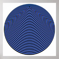 Op Art zentrierte Kreise Blau über Schwarz