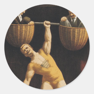 OP WeighHebung der alten Schule Runder Aufkleber