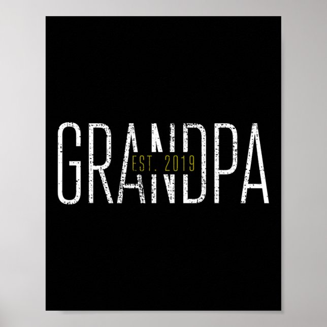Opa 2019 Großvater Gift T-Shirt Est Poster (Vorne)