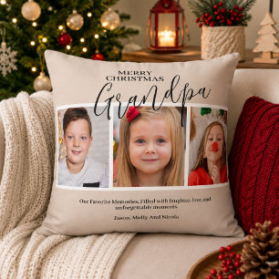 Opa 3 Fotocollage Großvater Frohe Weihnachten Kissen
