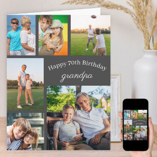 Opa 6 Foto-Collage jedes Alter großes Happy Birthd Karte