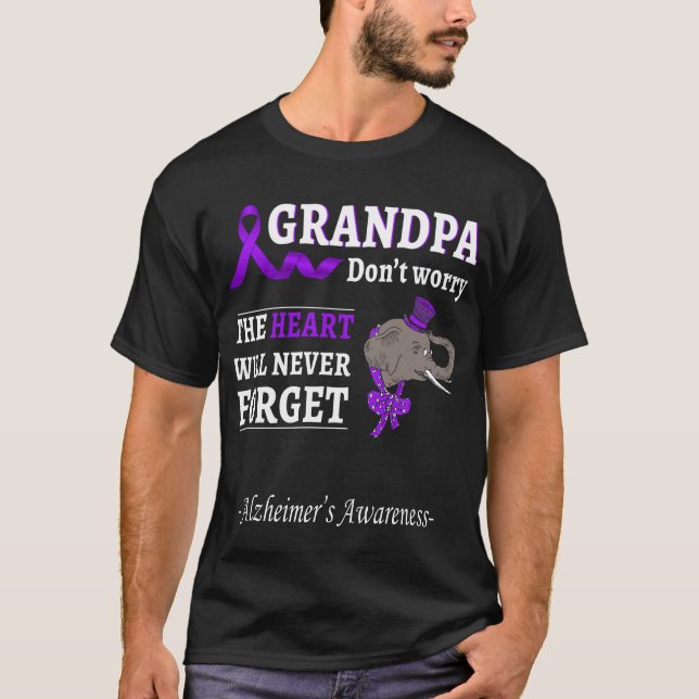 Opa Alzheimer Awareness Support Elefant T-Shirt (Vorderseite)