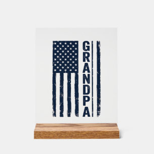 Opa Amerikanische Flagge Distressed Patriotisches Acrylschild