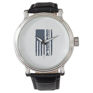Opa Amerikanische Flagge Distressed Patriotisches Armbanduhr