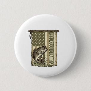Opa Angelhirt Vintage Bass Angler Shirt Design Button