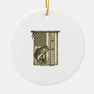 Opa Angelhirt Vintage Bass Angler Shirt Design Keramik Ornament