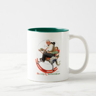 Opa auf Schaukelpferd Zweifarbige Tasse