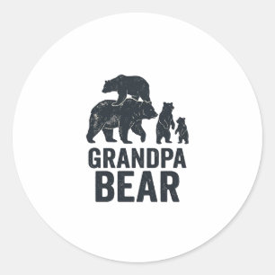 Opa Bär Vintage Gravur Familie Bär Shirt D Runder Aufkleber