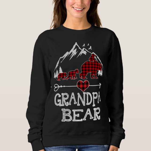 Opa Bear Christmas Pajama Red Buffalo Kariert Fa Sweatshirt (Vorderseite)