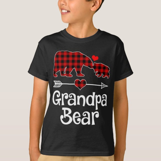 Opa Bear Christmas Pajama Red Buffalo Ma T-Shirt (Vorderseite)