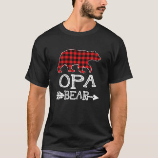 Opa Bear Christmas Pajama Red Kariert Buffalo Fami T-Shirt