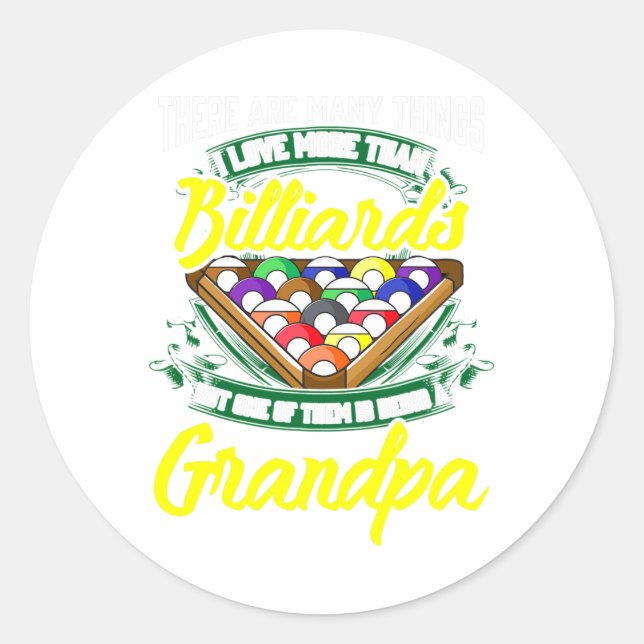 Opa Billiards Billard Pool Game Player Ll Stick Pa Runder Aufkleber (Vorderseite)