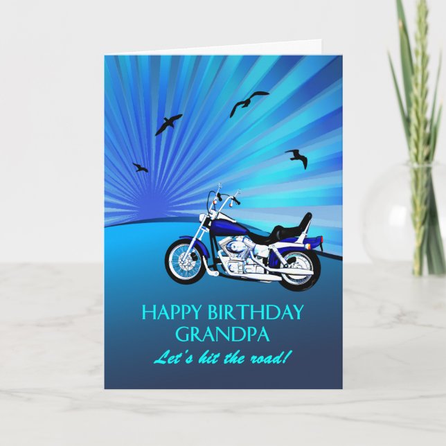 Opa Birthday Motorrad Sunset Card Karte (Vorderseite)