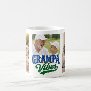 Opa blau-grüner Retro-Fotocollage Kaffeetasse