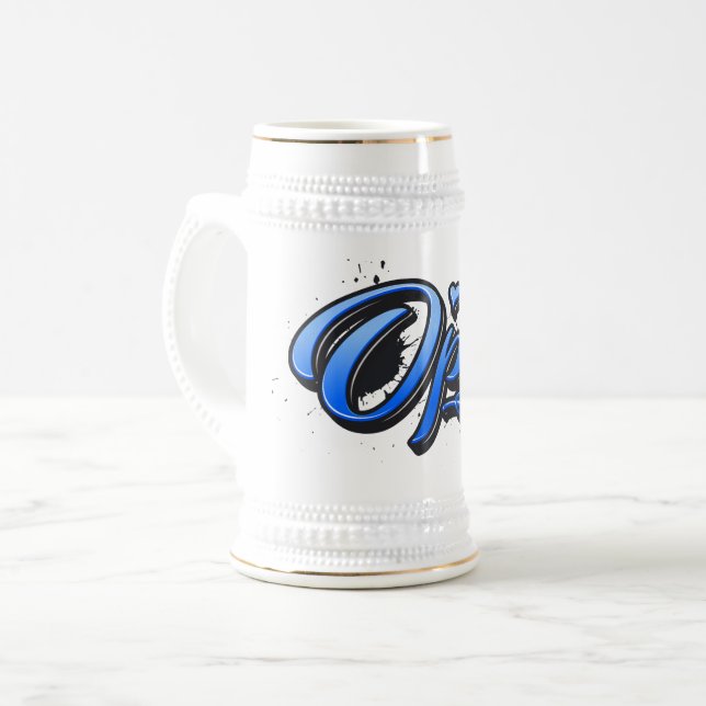 Opa blue Heart Graffiti Bierkrug Krug Bierglas (Vorderseite Links)