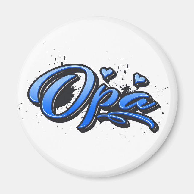 Opa blue Heart Graffiti Magnet (Vorne)