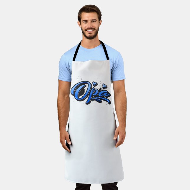 Opa blue Heart Graffiti Schürze Grillschürze (Getragen)
