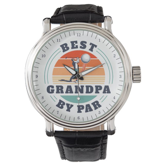 Opa by Par Großeltern Tag Retro Armbanduhr (Vorderseite)