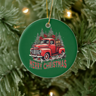 Opa Chic Vintage-LKW-Weihnachtsschmuck Keramik Ornament