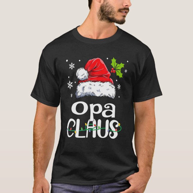 Opa Claus Funny Grandma Santa Pajamas Weihnachtsfe T-Shirt (Vorderseite)