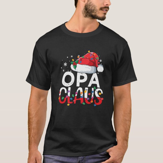 Opa Claus Weihnachten Weihnachtsmannmütze Matching T-Shirt (Vorderseite)