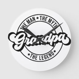 Opa der Mann der Mythos der Legende Vater Männer P Runde Wanduhr