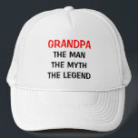 Opa der Mann-Mythos-Legende: Truckerkappe<br><div class="desc">Opa der Mann Mythos Legende Hut. Schöne Geschenkidee zum Geburtstag für Großvater. Maßgeschneiderte Typografie-Kappe. Fun Headwear für Männer.</div>