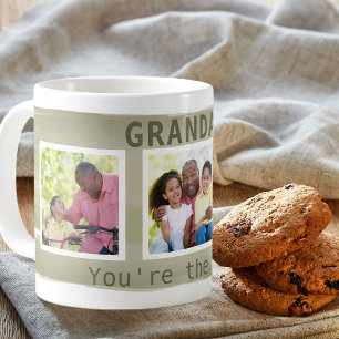 Opa, du bist der Beste - 3 Foto Khaki-Streifen Kaffeetasse