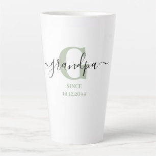 Opa Elegant Script Monogram Silver Green Milchtasse