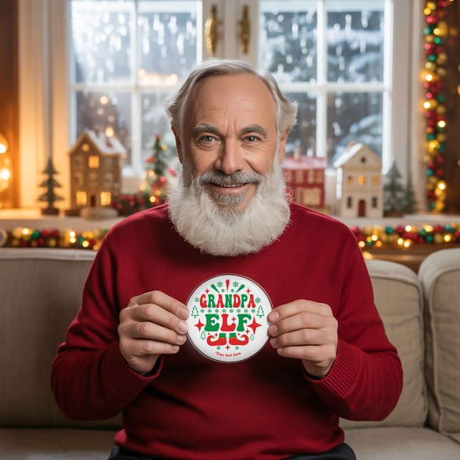 Opa Elf Weihnachts-Feiertag Button (Grandpa Elf Christmas Festive Holiday Button)