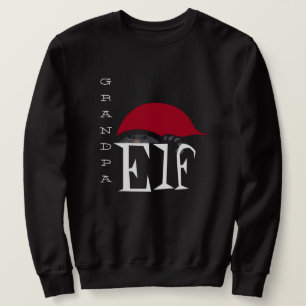 Opa Elf Weihnachtsfeiertag Weihnachtskatze Schwarz Sweatshirt