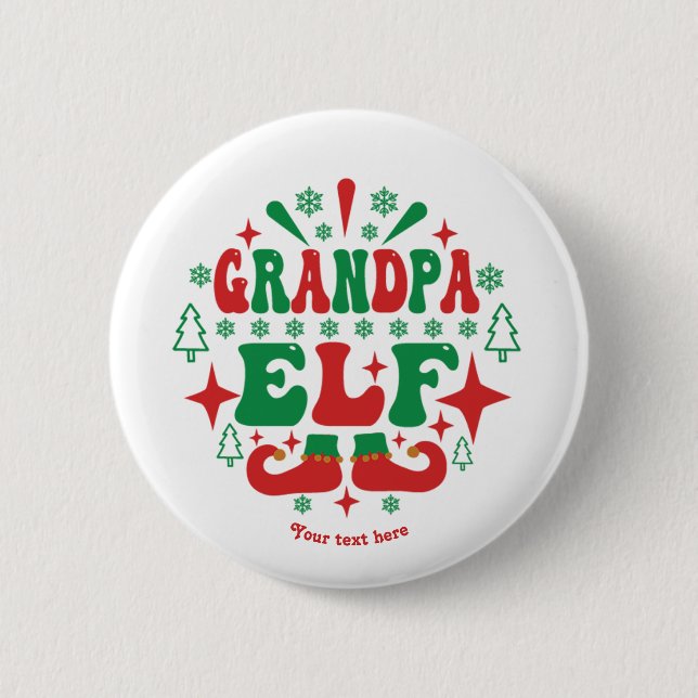 Opa-Elf-Weihnachtsfest Button (Vorderseite)