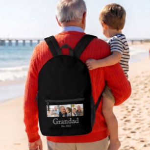 Opa Est. White Bold Minimal Text 3 Fotos Bedruckter Rucksack