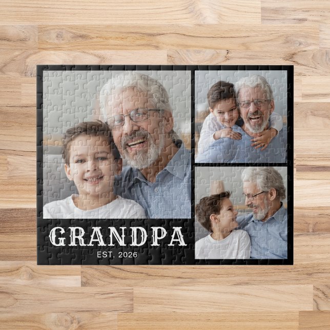Opa Established Bold Typography Schwarz 3 Foto  Puzzle (Von Creator hochgeladen)