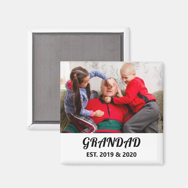 Opa Established Foto Fette Schwarze Schrift Magnet (Vorderseite/Rückseite)