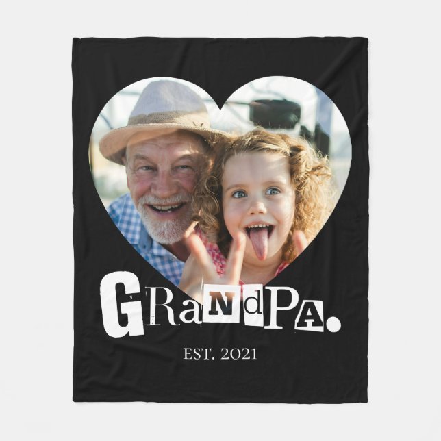 Opa Established Großvater Foto Geschenk Fleecedecke (Vorderseite)