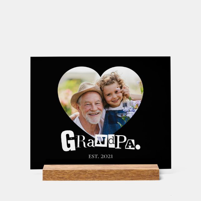 Opa Established Großvater Herz Foto Geschenk Acrylschild (Vorderseite)