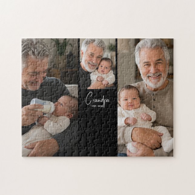 Opa Established Schrift Schwarz 3 Foto  Puzzle (Horizontal)