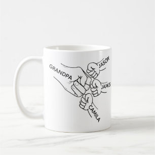 Opa Fist Bump Becher, Opa Becher mit Namen, Gra Kaffeetasse