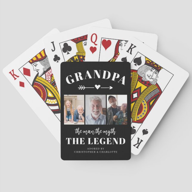 Opa-Foto-Collage Moderne Erinnerungs-Geschenk Spielkarten (Rückseite)