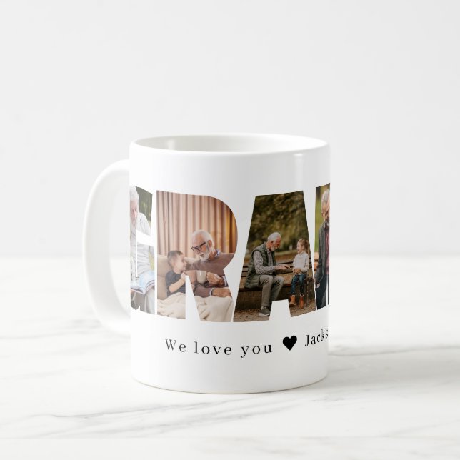 Opa-Fotocollage zum Vatertag Kaffeetasse (Vorderseite Links)