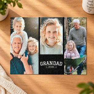 Opa Gegründet 3 Foto-Collage-Schrift-Geschenk Puzzle