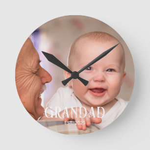 Opa gegründet Foto-Geschenk Runde Wanduhr