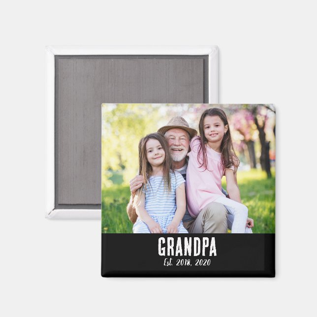 Opa gegründet Foto-Geschenkmagnet Magnet (Vorderseite/Rückseite)