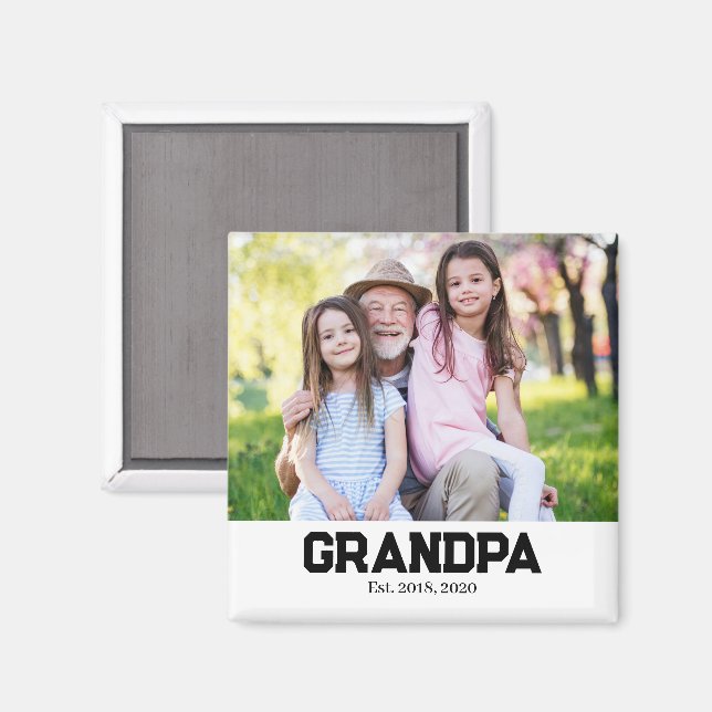 Opa gegründet Foto-Geschenkmagnet Magnet (Vorderseite/Rückseite)