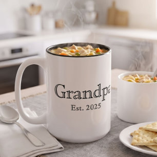 Opa gegründet Schwarz Fette Minimalschrift Weiß Zweifarbige Tasse
