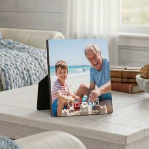 Opa Gegründet White Bold Minimaler Text Foto Fotoplatte